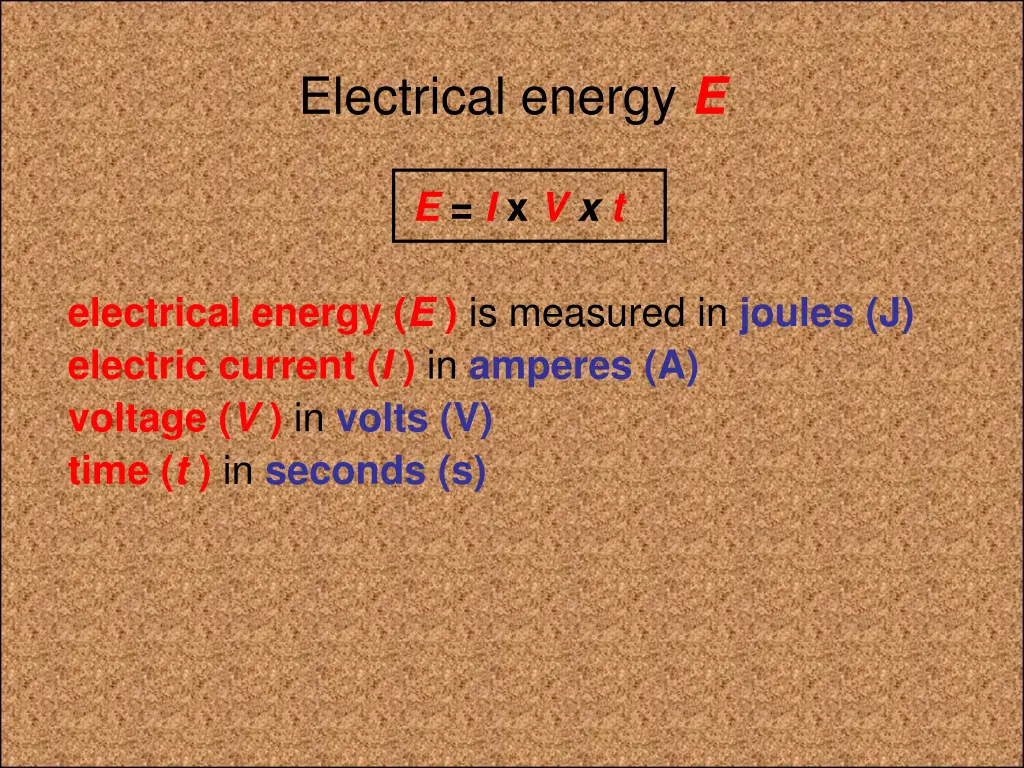 electrical energy e