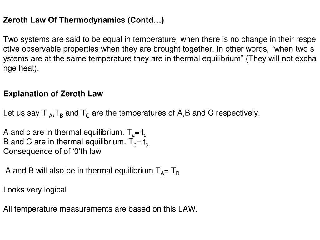 zeroth law of thermodynamics contd