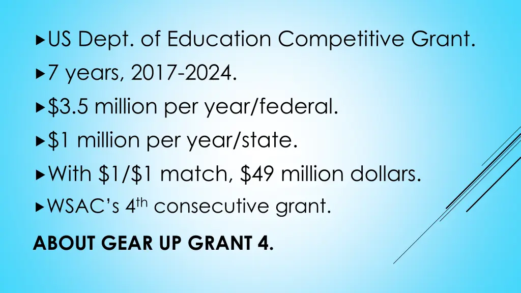 us dept of education competitive grant 7 years