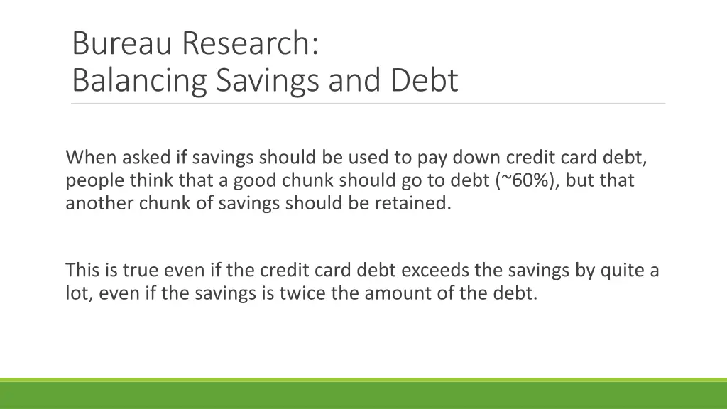 bureau research balancing savings and debt