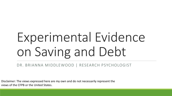 experimental evidence on saving and debt