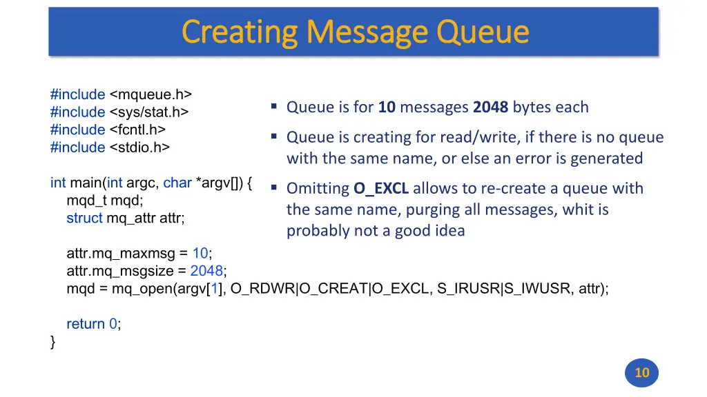 creating message queue creating message queue