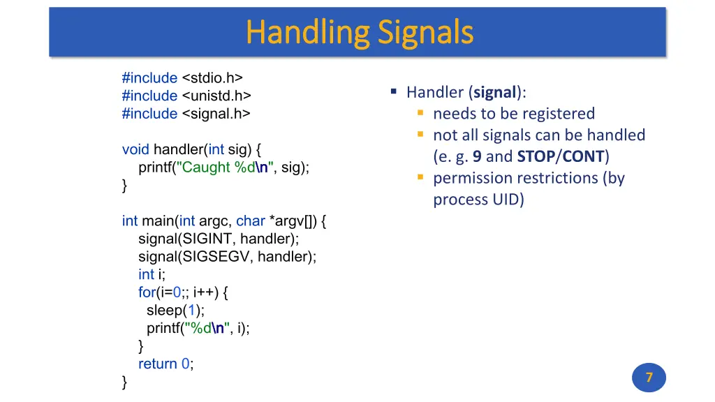 handling signals handling signals