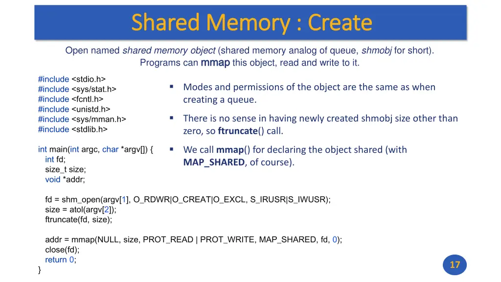 shared memory create shared memory create