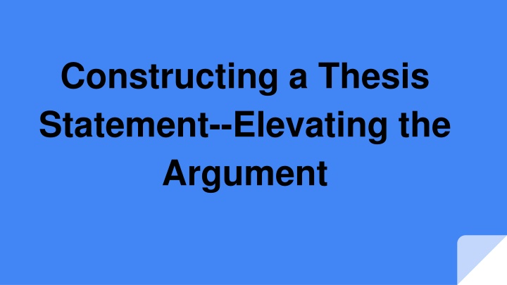 constructing a thesis statement elevating