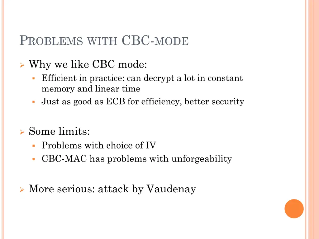 p roblems with cbc mode