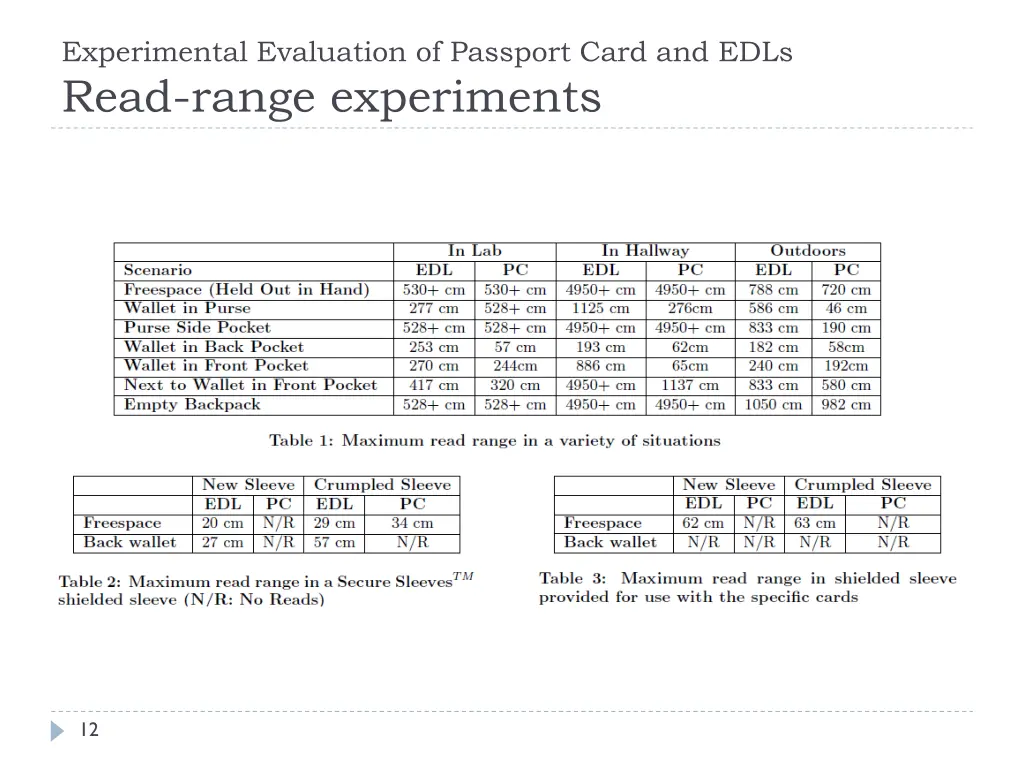 experimental evaluation of passport card and edls 4