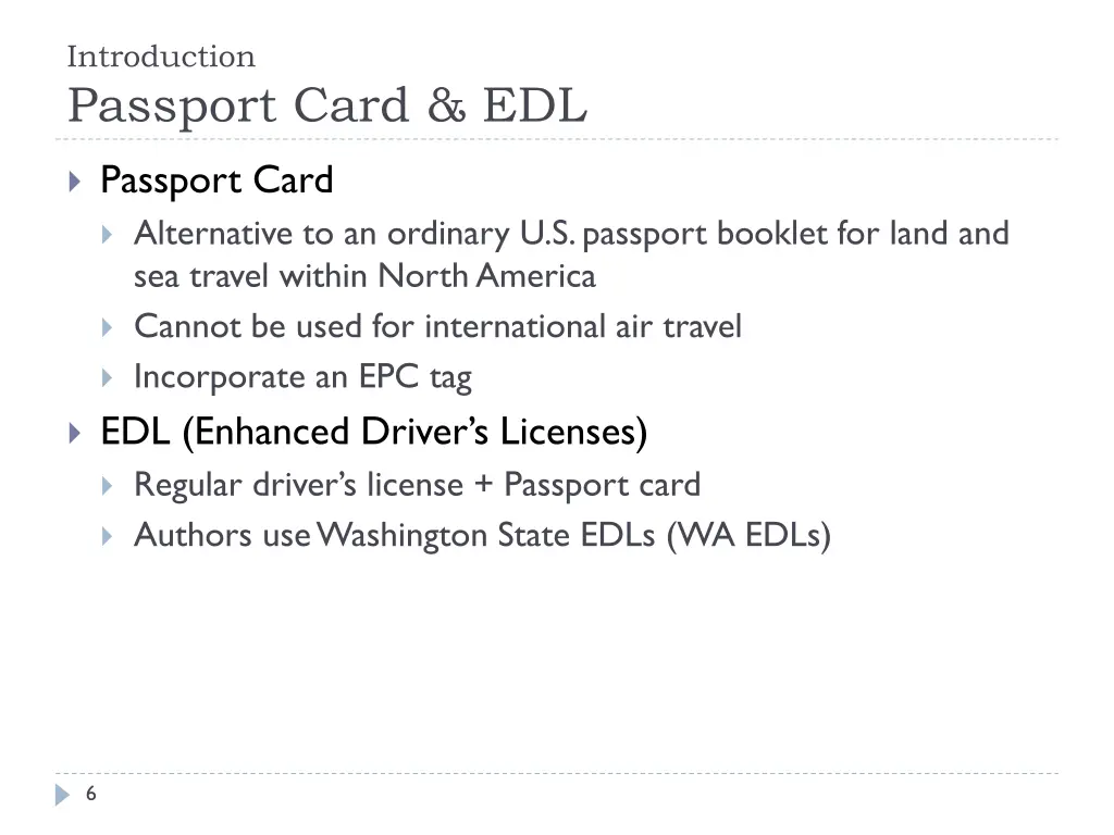 introduction passport card edl 1