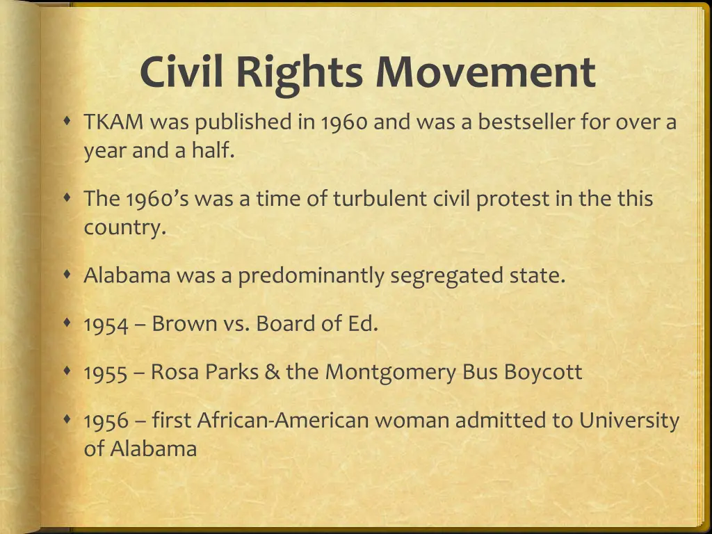 civil rights movement tkam was published in 1960