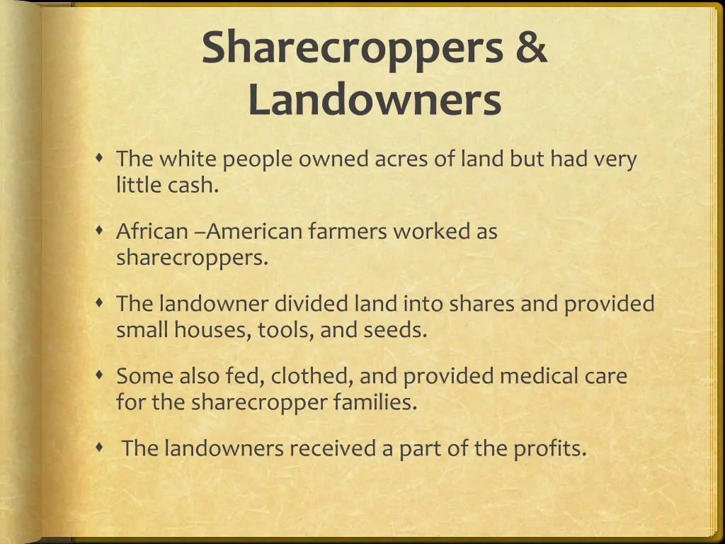 sharecroppers landowners