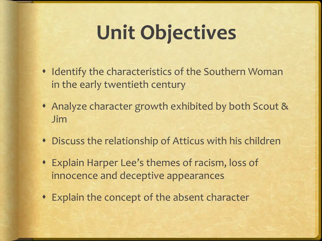 unit objectives