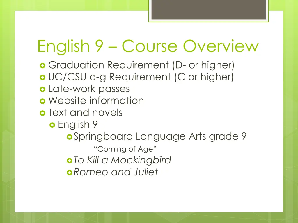 english 9 course overview graduation requirement