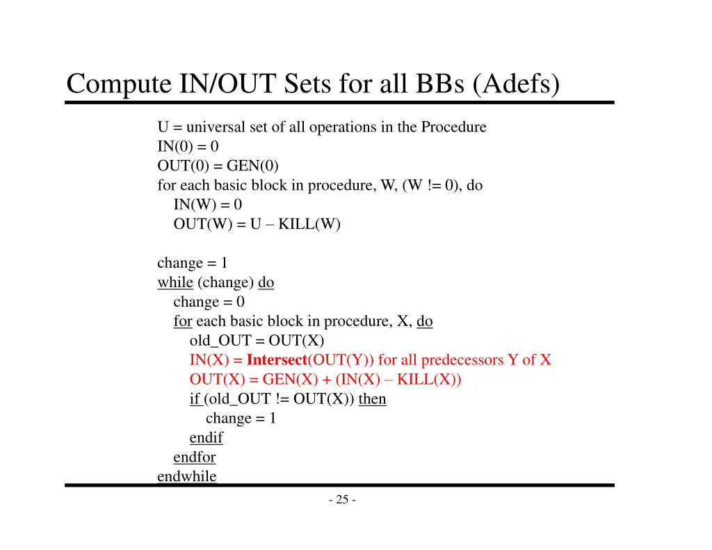 compute in out sets for all bbs adefs