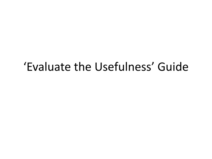 evaluate the usefulness guide