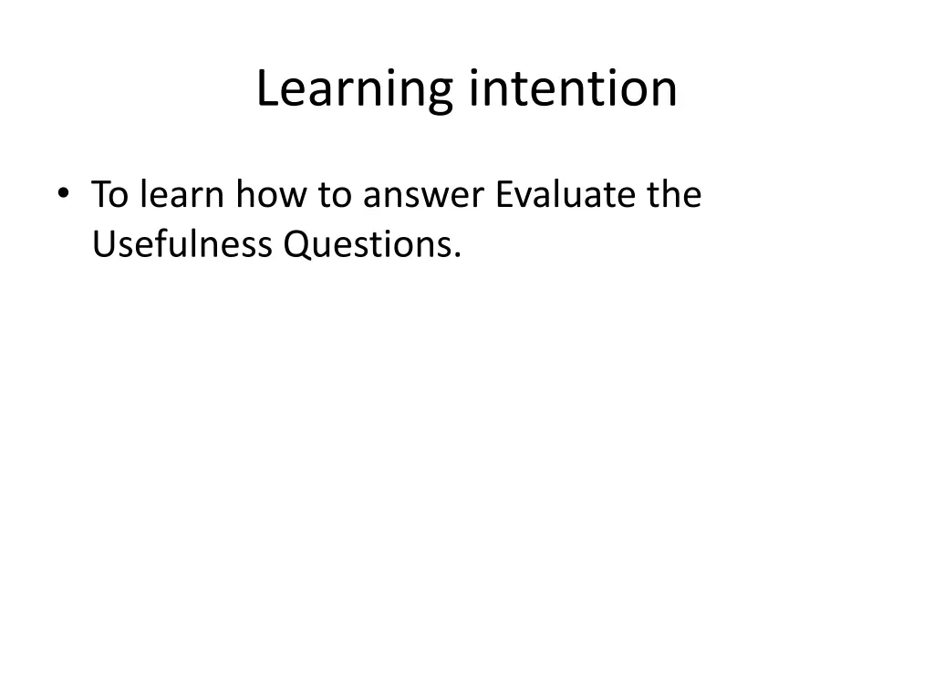 learning intention