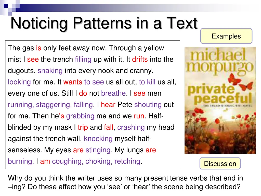 noticing patterns in a text 2