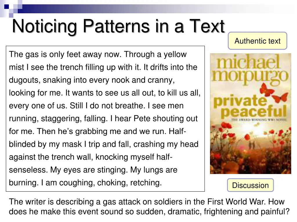 noticing patterns in a text