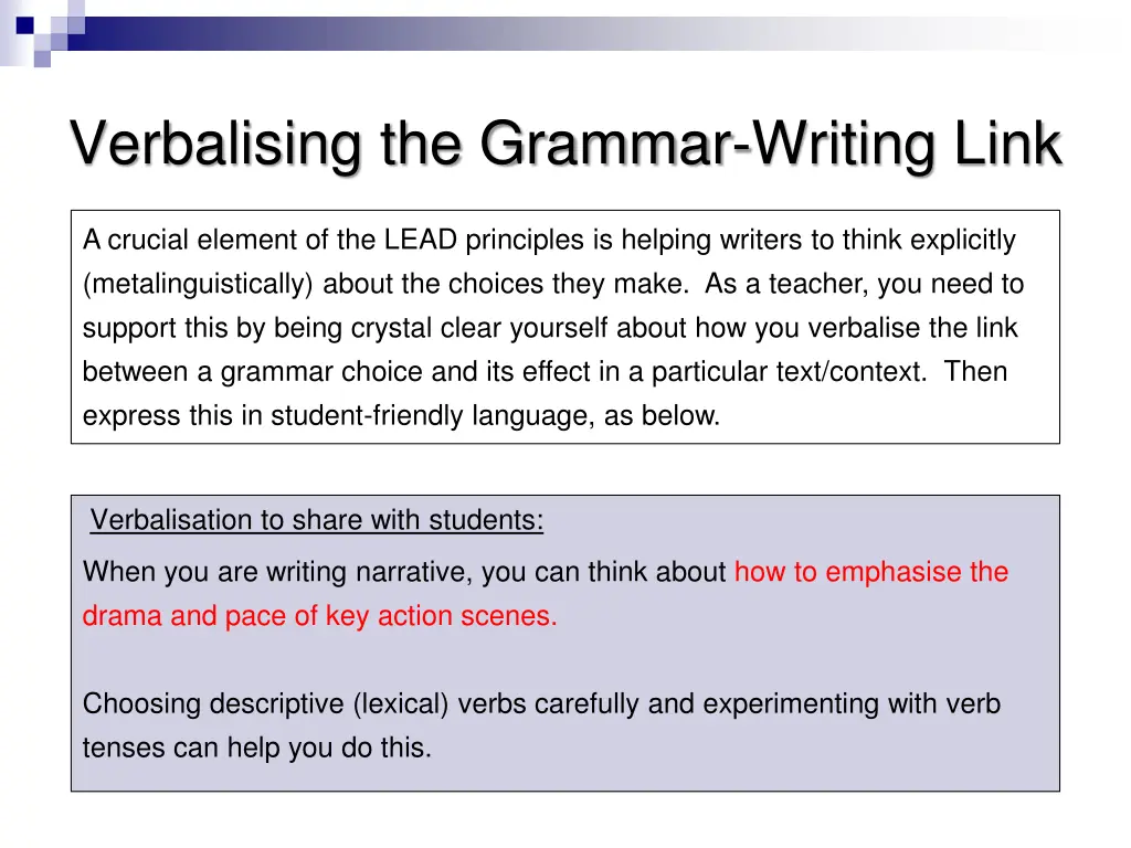 verbalising the grammar writing link