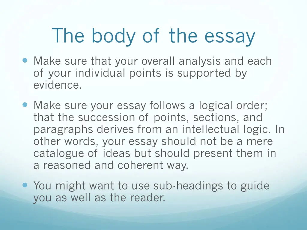 the body of the essay