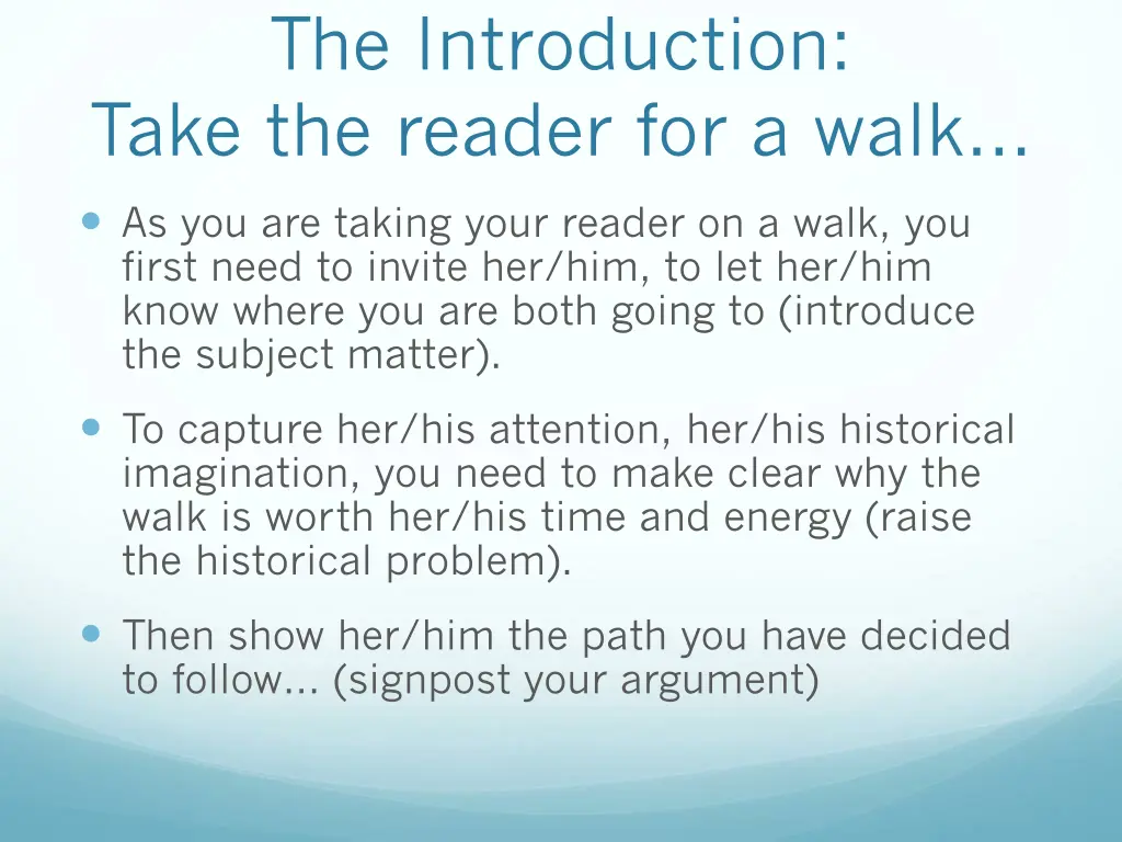 the introduction take the reader for a walk