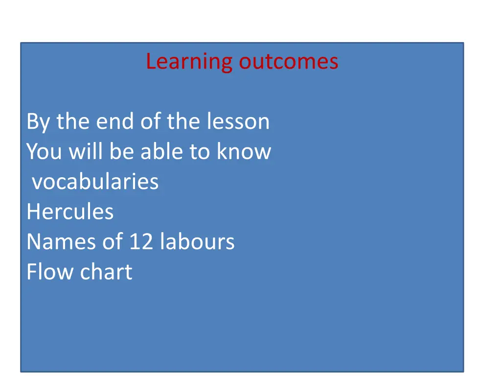 learning outcomes