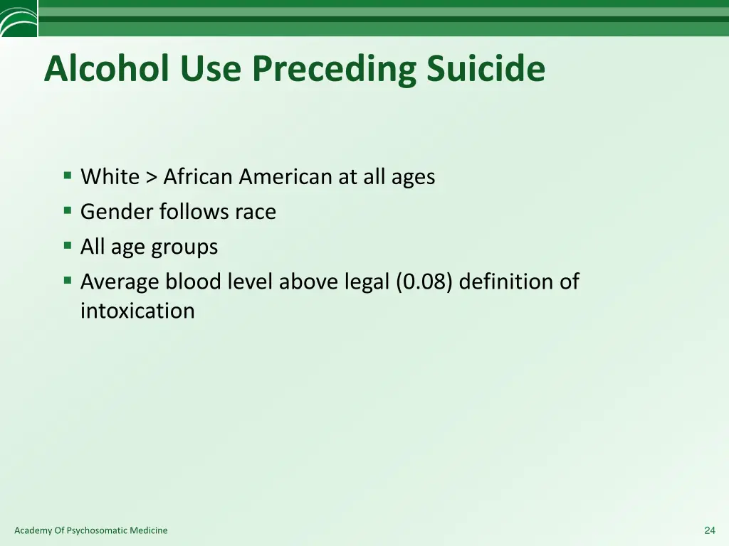 alcohol use preceding suicide