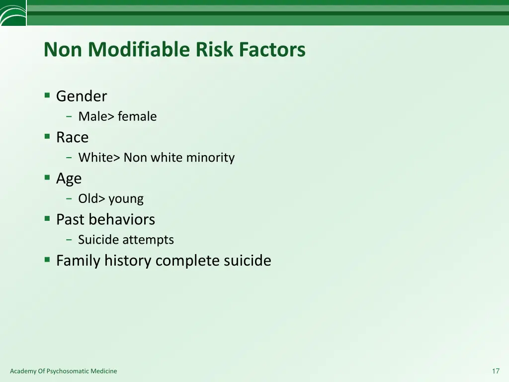 non modifiable risk factors