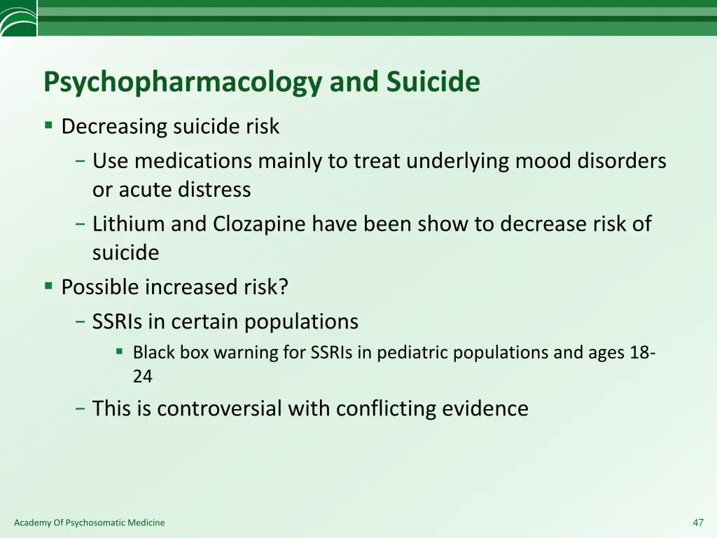 psychopharmacology and suicide