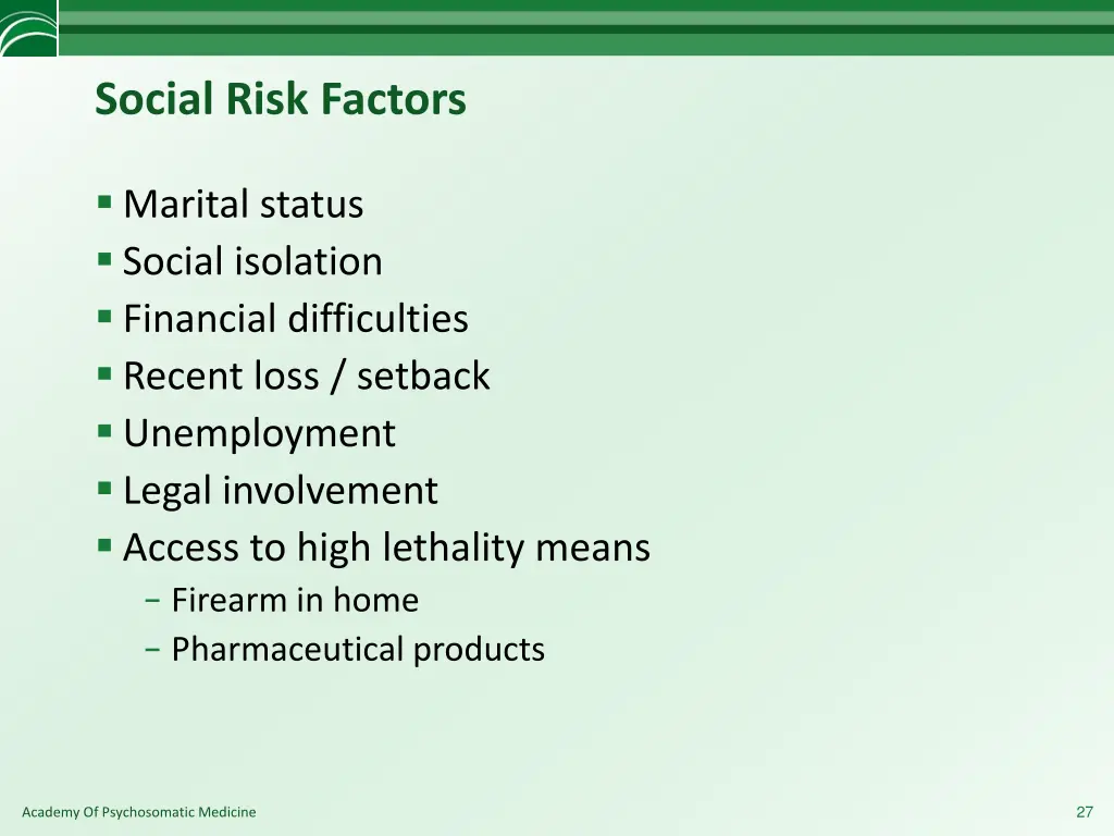 social risk factors