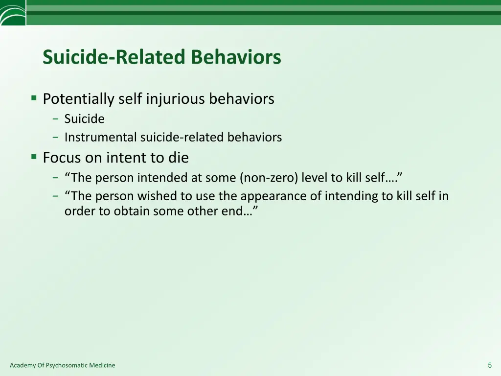 suicide related behaviors