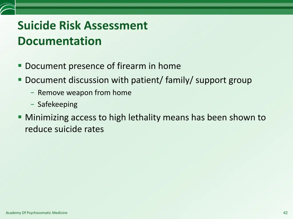 suicide risk assessment documentation