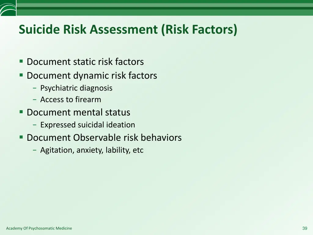 suicide risk assessment risk factors