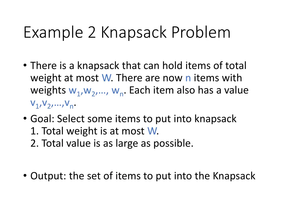 example 2 knapsack problem