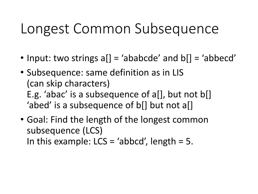 longest common subsequence