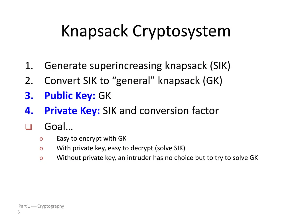 knapsack cryptosystem