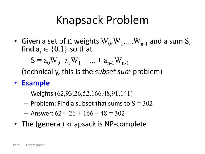 knapsack problem