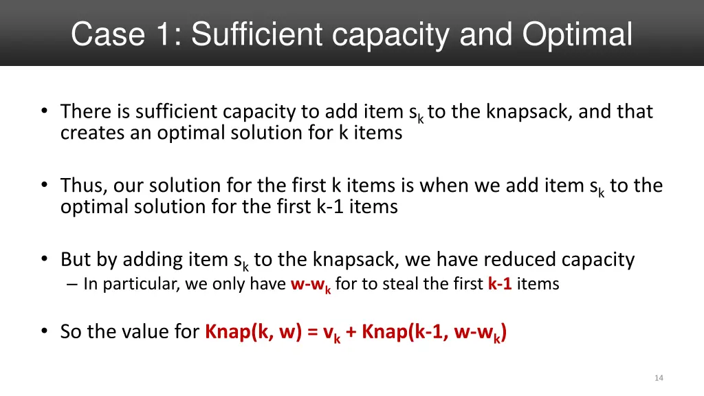 case 1 sufficient capacity and optimal