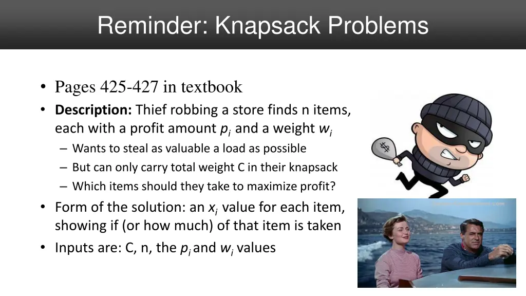 reminder knapsack problems