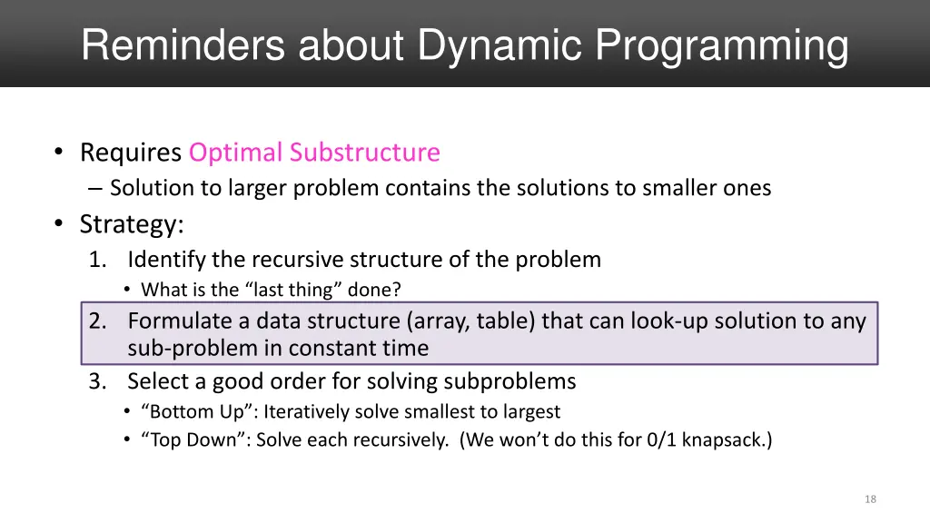 reminders about dynamic programming 1