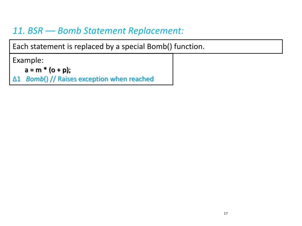 11 bsr bomb statement replacement