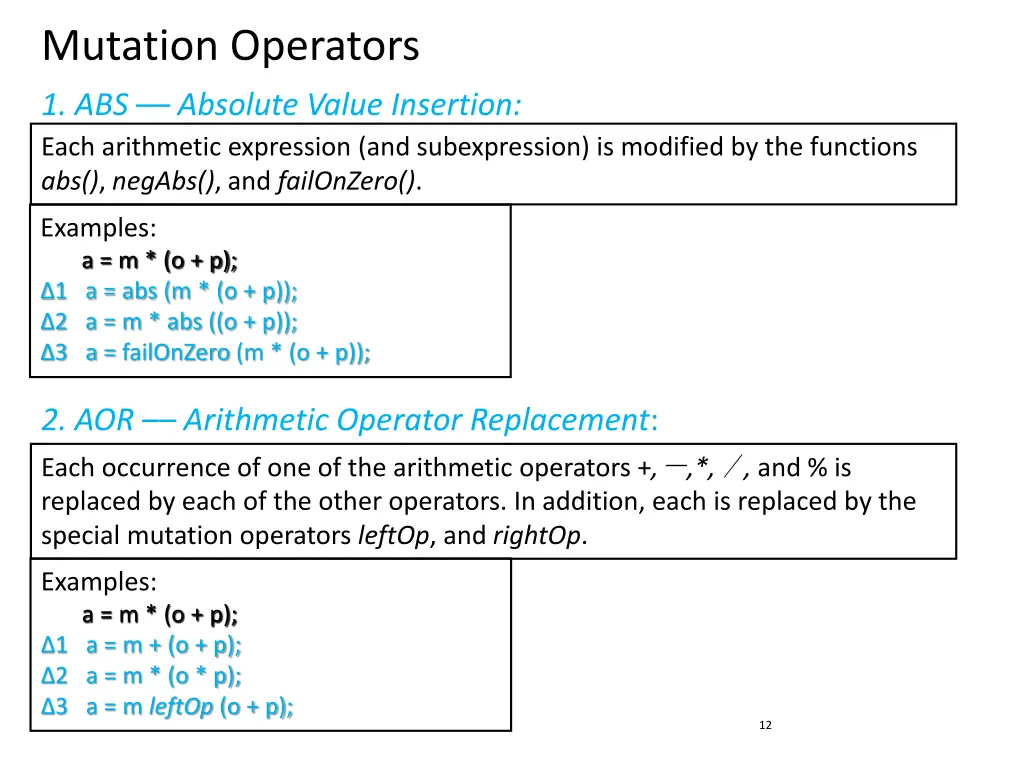 mutation operators