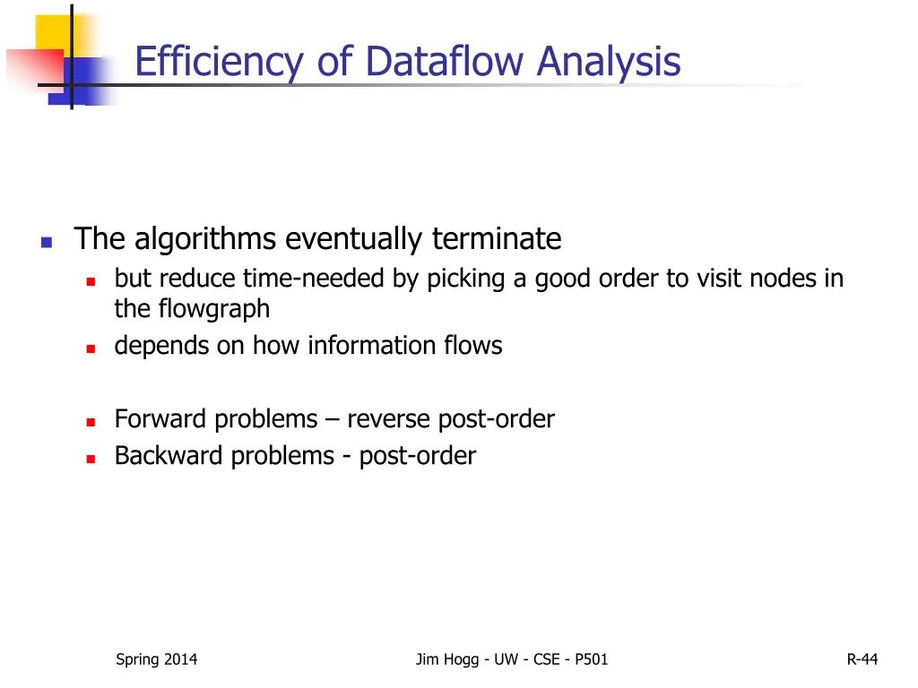 efficiency of dataflow analysis