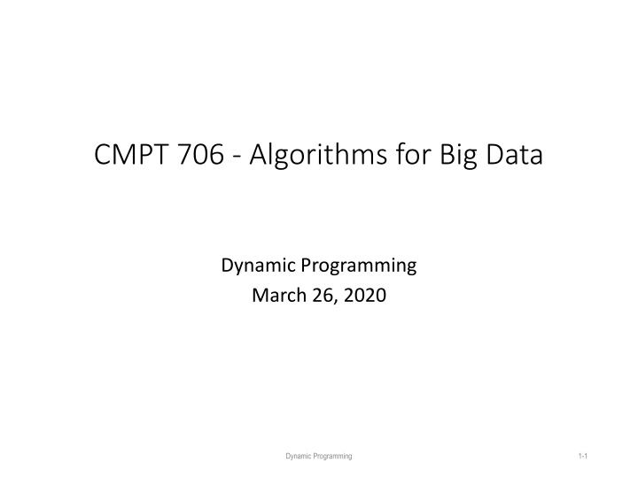 cmpt 706 algorithms for big data