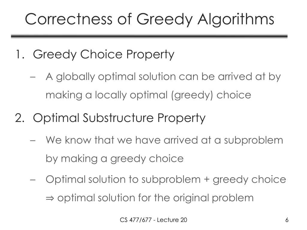 correctness of greedy algorithms