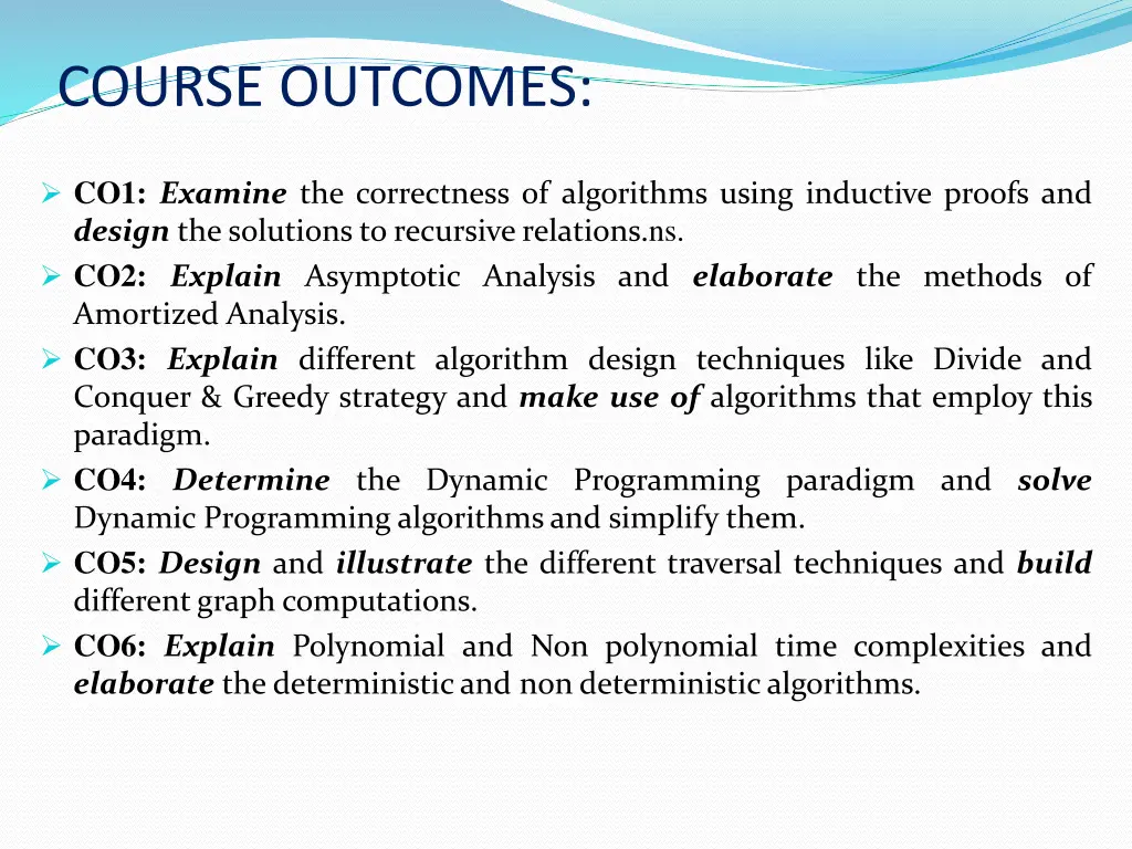 course outcomes