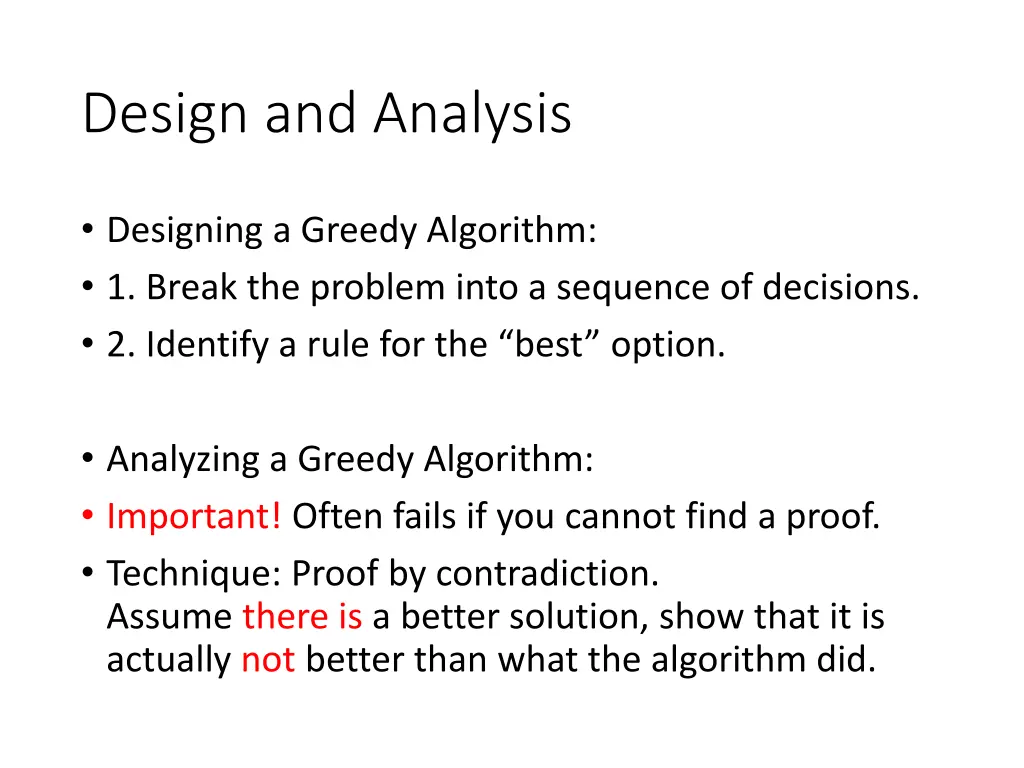 design and analysis