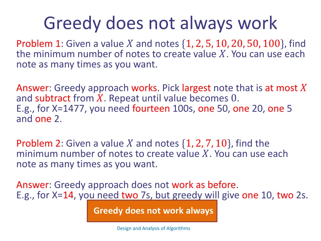 greedy does not always work problem 1 given 4