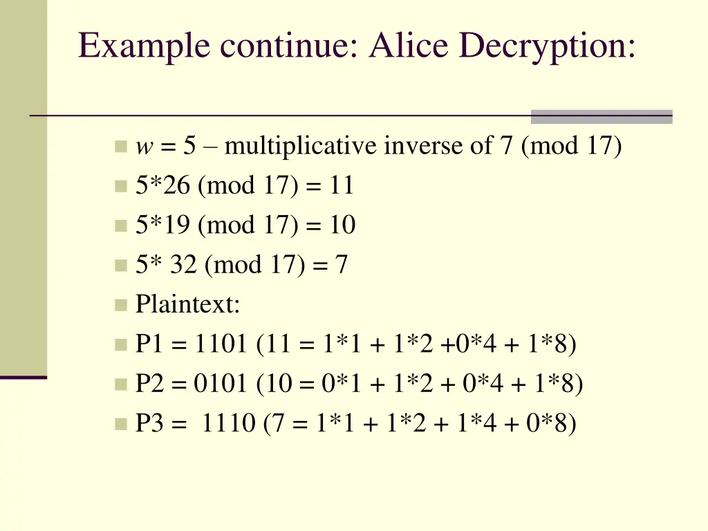 example continue alice decryption