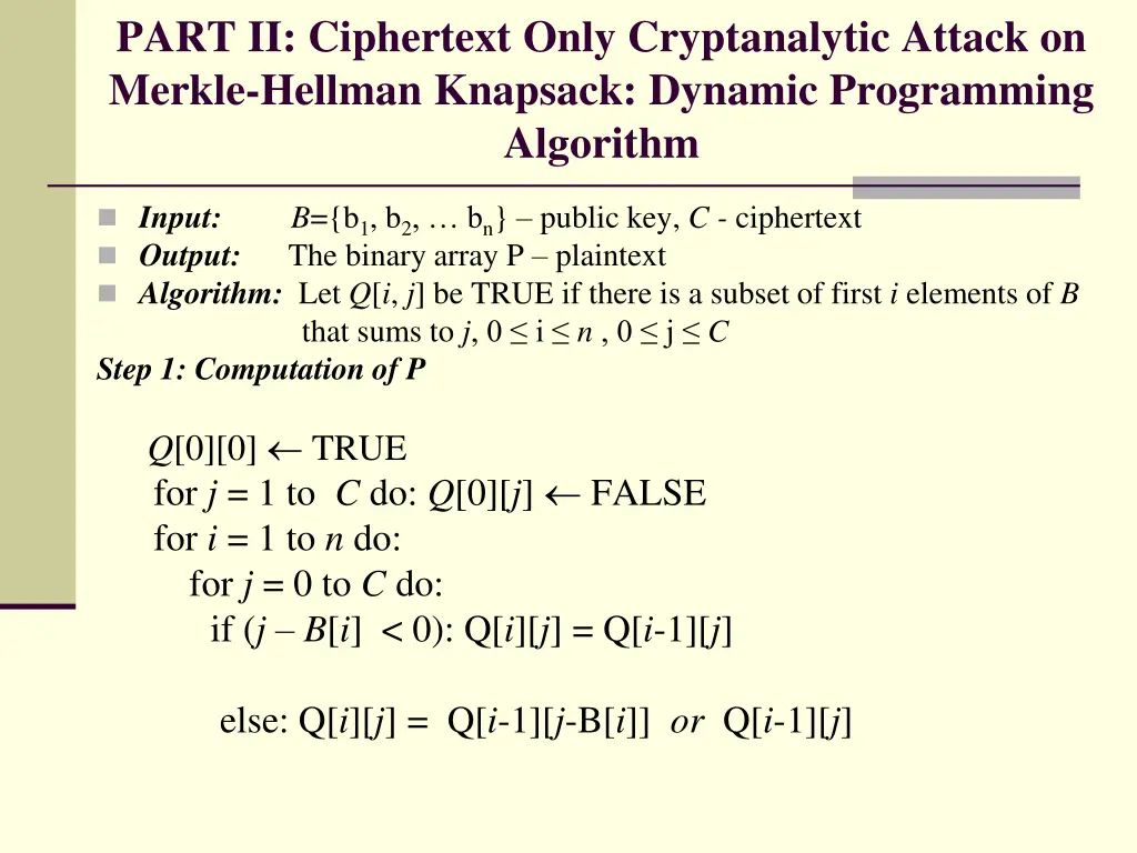 part ii ciphertext only cryptanalytic attack