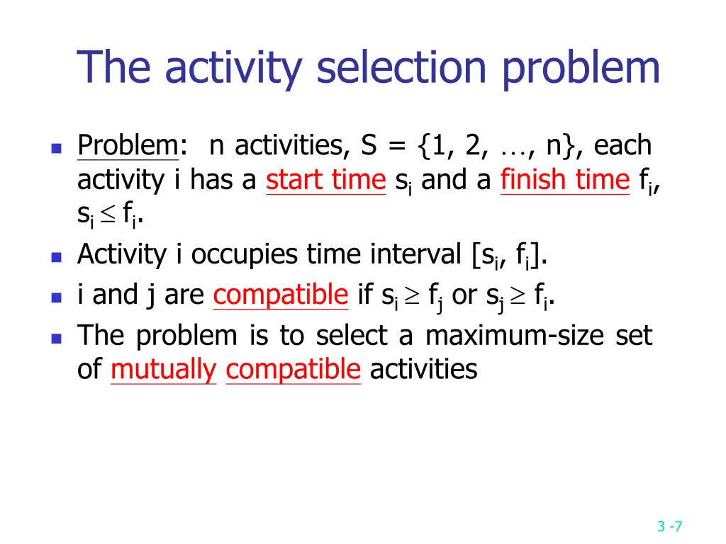 the activity selection problem